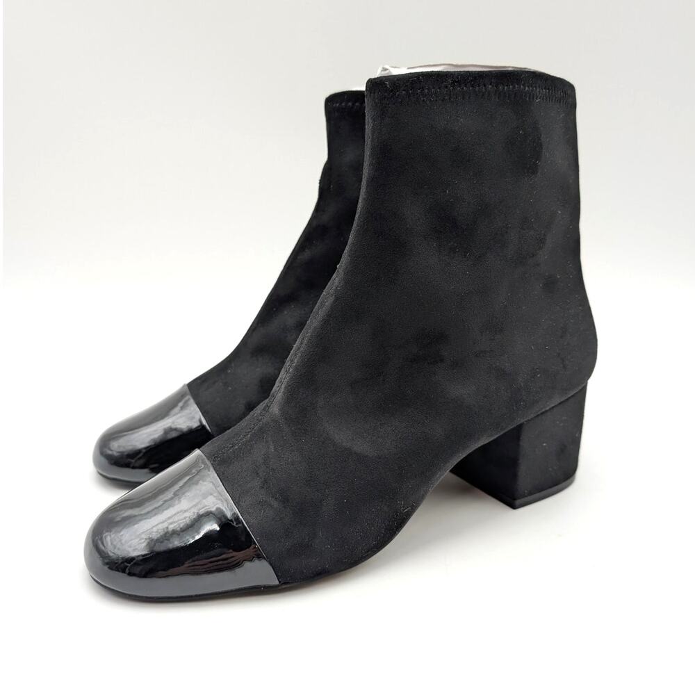 Linea Paolo Willis Block Heel Ankle Bootie Side Zip Women's Black Sz US8M EU38.5